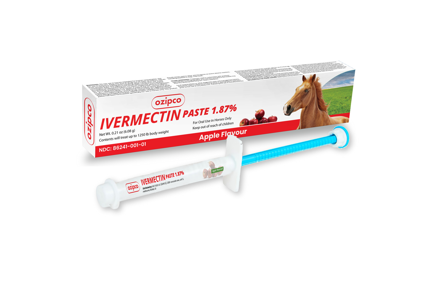 Ivermectin Horse Paste 1.87% | Apple Flavor – 6.08g Syringe for Equine Use Only Up to 1250 LB -(1-pack)