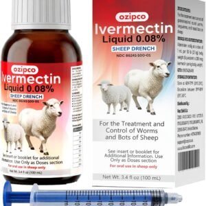 Ivermectin 0.08% Liquid Sheep Drench - Sheep Dewormer Oral Solution for Lambs and Ewes, Ovine Wormer, 100 mL Bottle, 1 Pack